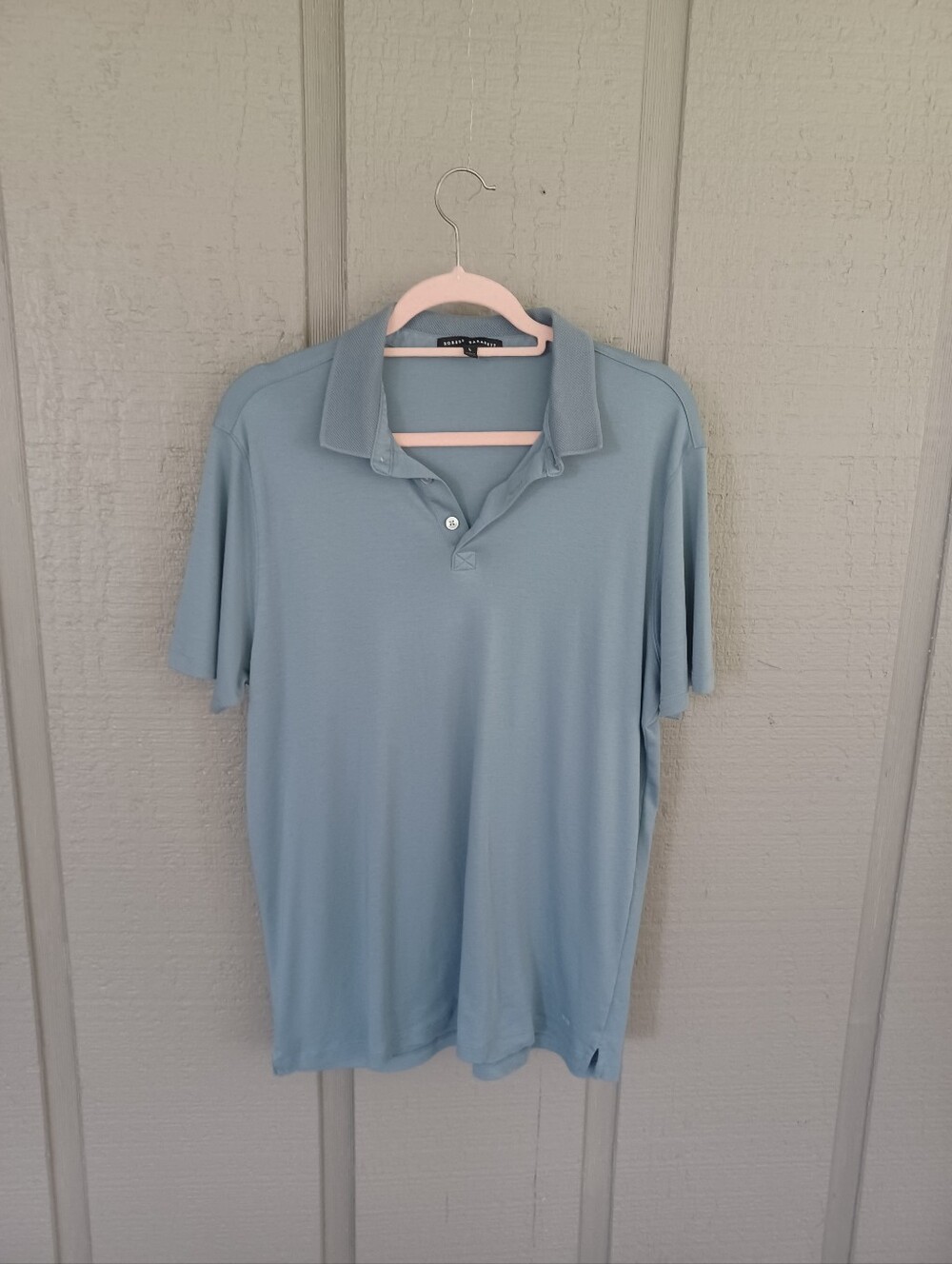 Robert Barakett Polo Top Size L In Smoke Blue Men Pima Cotton Short Sleeve